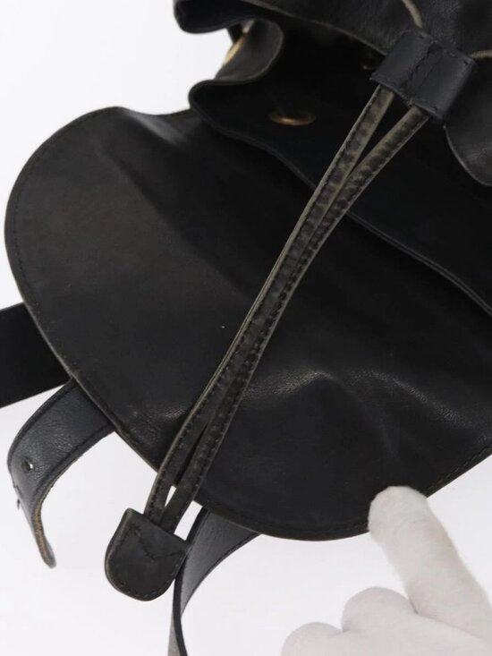 GUCCI Bamboo Backpack Leather Black Gold 003 2058 0016 Auth 166739 main image 4